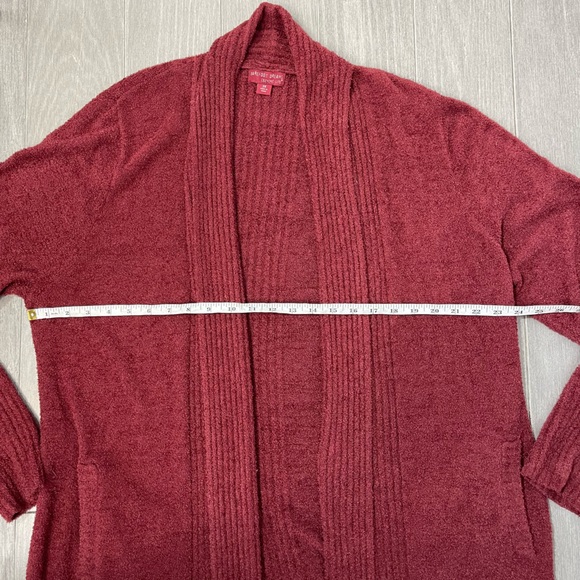 Barefoot Dreams CozyChic Lite Catalina Cardi Sweater Garnet Red Cardigan Duster - Picture 14 of 16